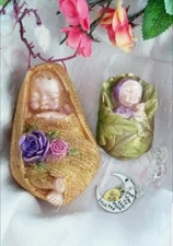 2 Handcrafted Baby Soaps & Pendant  - Plumeria scented. CUTE MOTHER'S DAY GIFT!