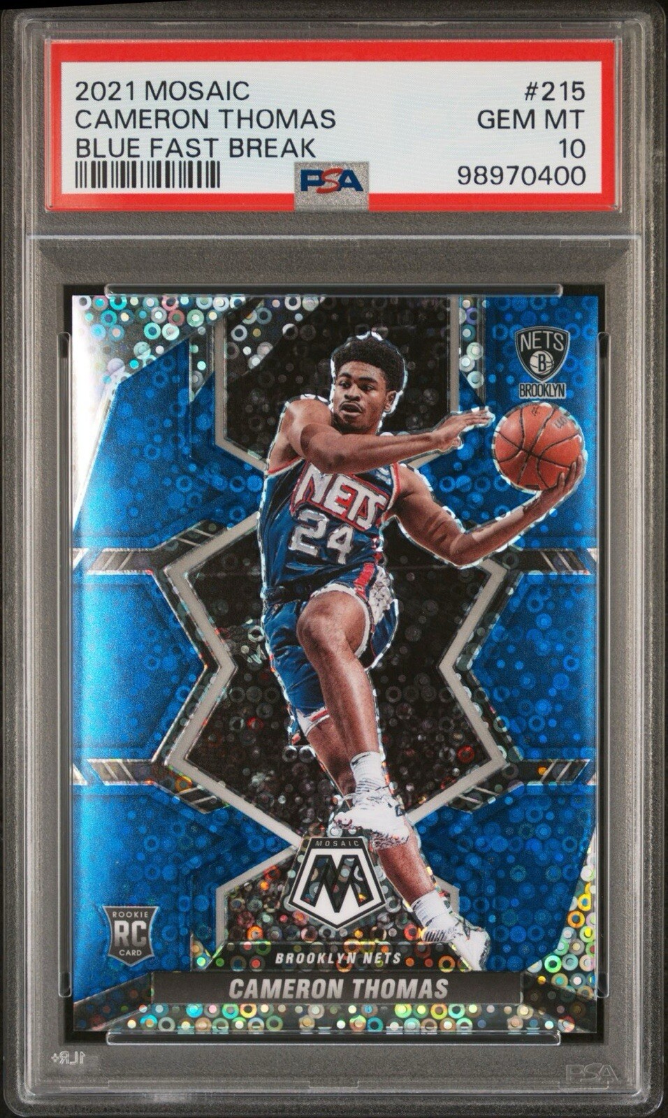 2021 Mosaic Cameron Thomas 215 Fast Break Blue /85 PSA 10