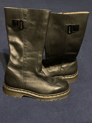 Dr Martens Calf High 6P23 AW501 Made in England Zip Up Boots Black Womens  Size