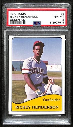 1979 TCMA Baseball #9 Rickey Henderson RC Rookie HOF Ogden A's PSA 8 NM-MT 7919