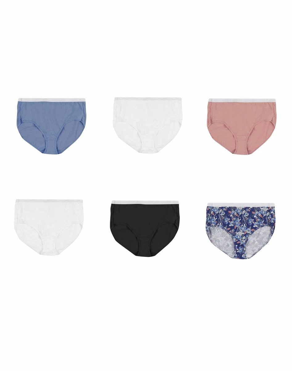 Just My Size Sporty Briefs 6-Pack Panties JMS Cotton Panty Preshrunk Cool  Comfor