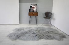 Genuine Quad Icelandic Sheepskin Rug 4 Pelts  Grey  Silver  Tan Mix WHST9 us