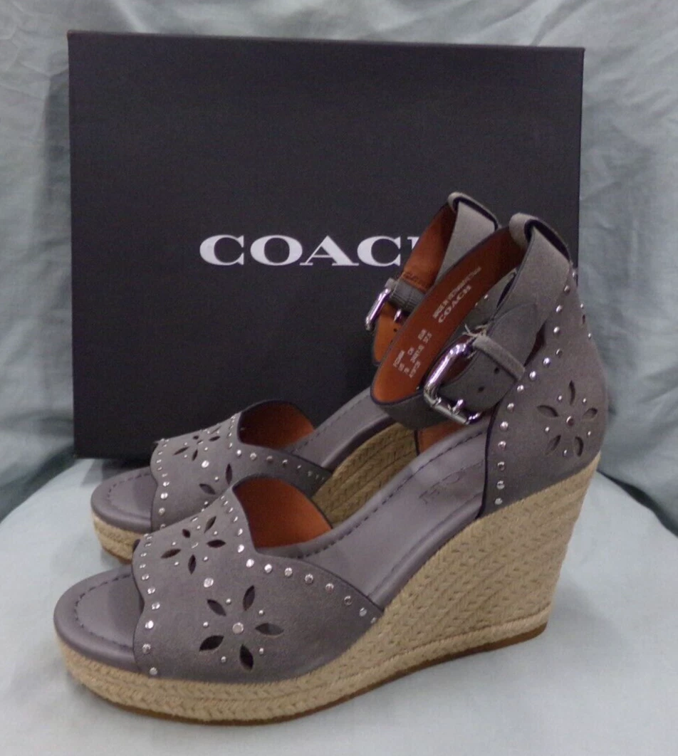 COACH KELSI FG3464 A19 126 Womens Gray Suede Silver Tone Studs