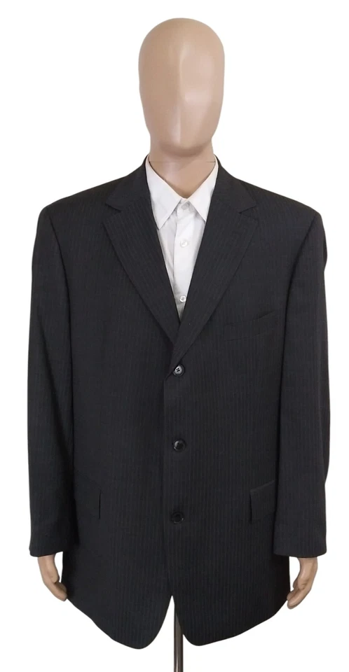 Hugo Boss Scorsese Movie Two Piece Gray Virgin Wool Stripe Suit 48R Pants 42X30 - Image 2 of 4