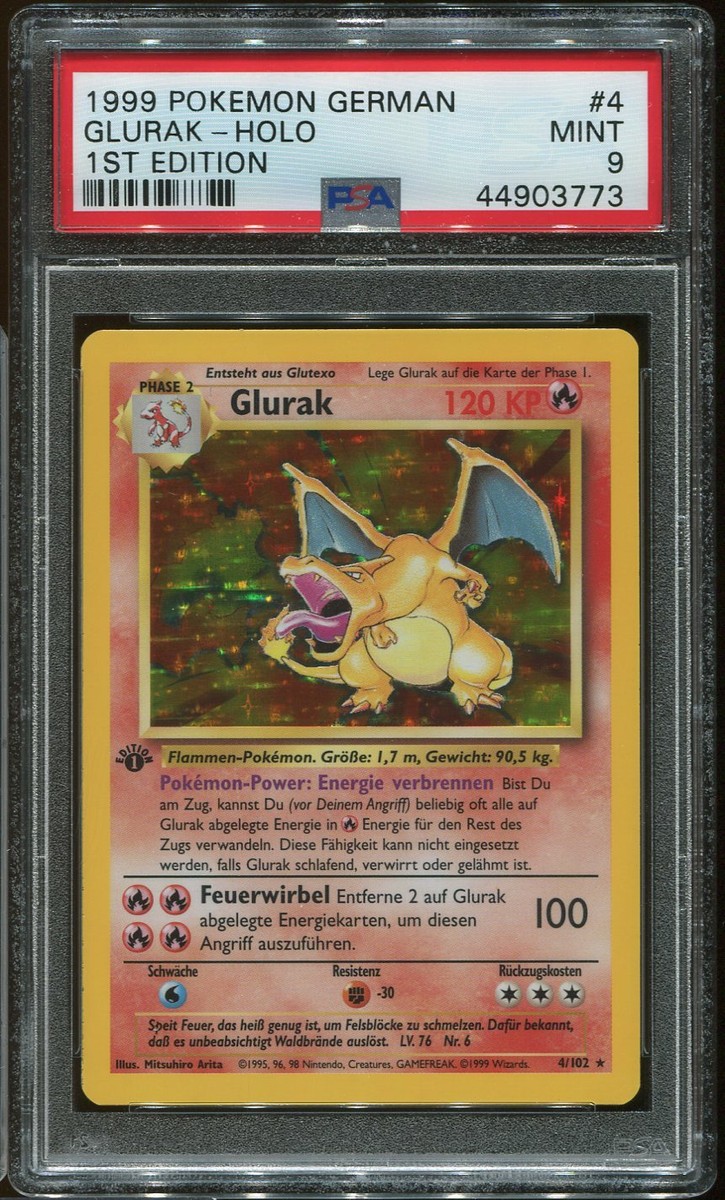 PSA 9 German 1st Edition Pokemon Base Complete Holo Set #1 - 16 Glurak /  Turtok | eBay