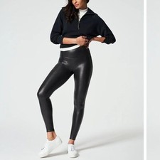 Spanx Black Faux Leather Leggings Women's size M