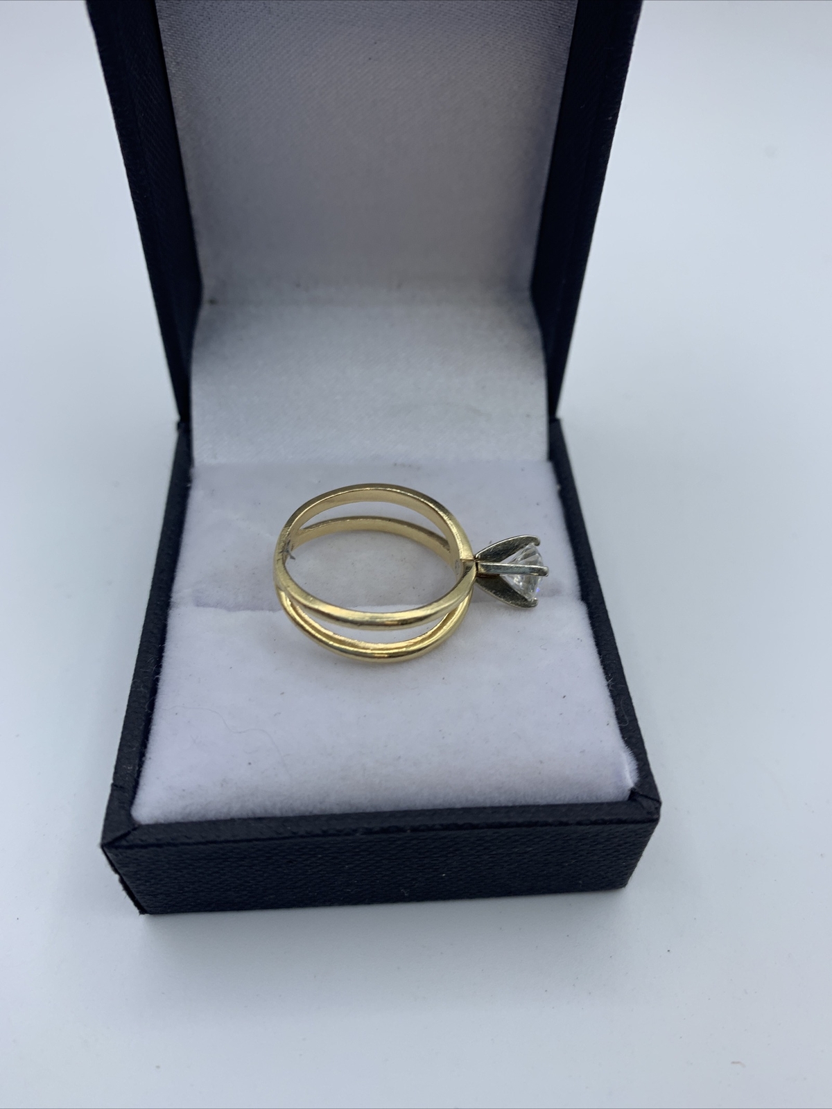Vtg 14k Gold Cubic Zirconia CZ Gemstone Promise Engagement Wedding Ring ...