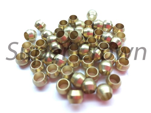 4mm ID x 60pcs Brass Compression Sleeve Ferrule Olive Barrel Ring Soft Copper