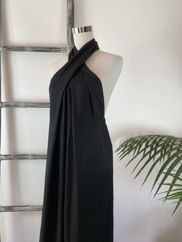 Seed Heritage Black Textured Drapey Halter-Neck Gown Dress - Size 12 - BNWT $229 - Picture 8 of 10