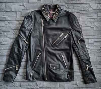 PHILIPP PLEIN LEATHER BIKER SKULL AND PLEIN / M / NEU /