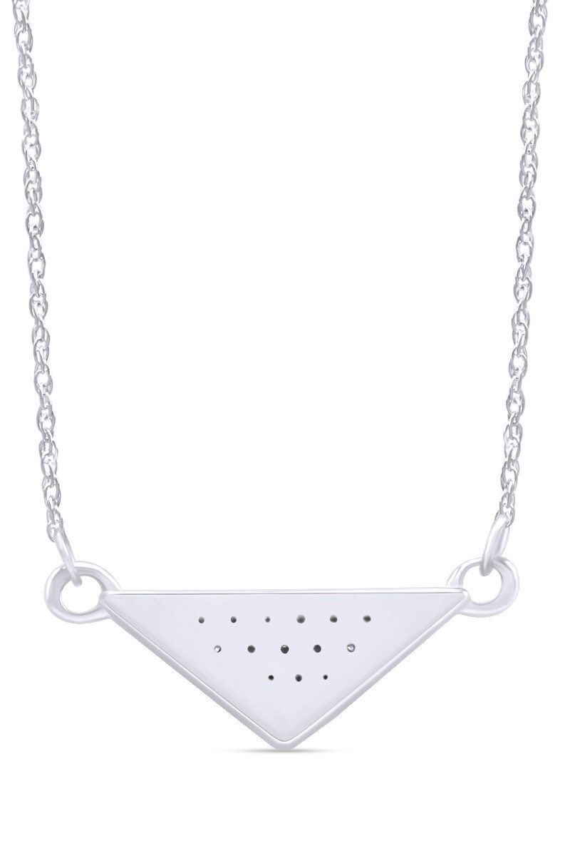 Doimond Triangle Natural Round Diamond Triangle Pendant 925 Sterling Silver, 18