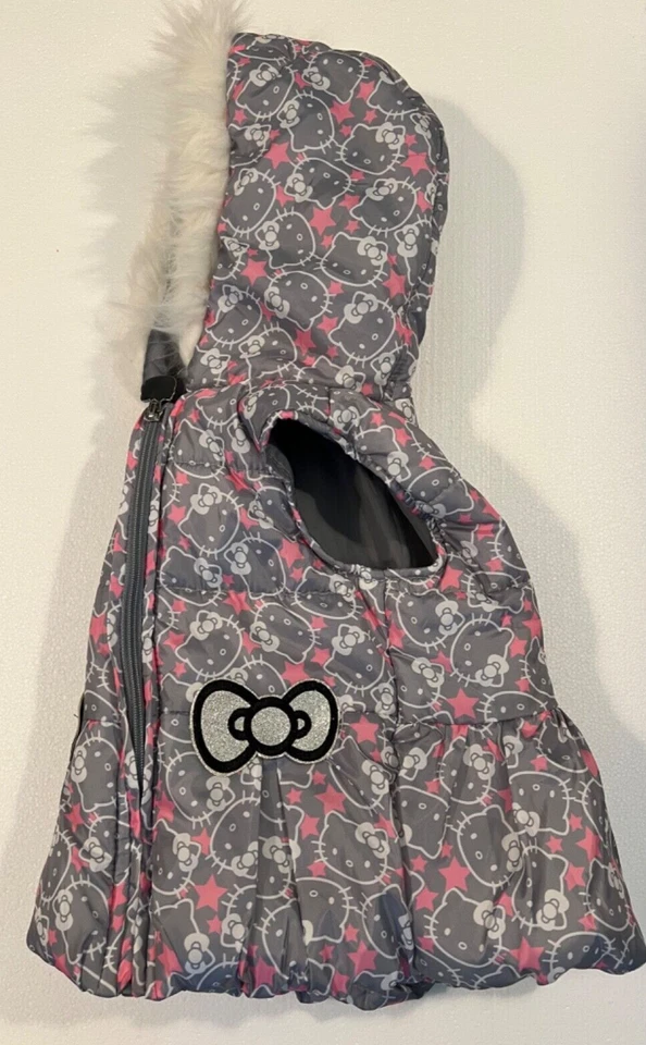 Chaleco con Capucha Hello Kitty Niñas Talla 5 Puff Cremallera Imitación Piel Borde Rosa Gris Exterior Foto 4 de 4