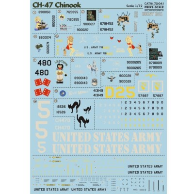 Print Scale 72-041 Decal for airplane 1:72 CH-47 Chinook Waterslide decals