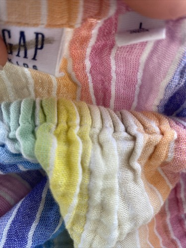 Gap Kids Crinkle Gauze 2 Piece Set Rainbow Short Top Rainbow 🌈 Stripe Large - Picture 7 of 9