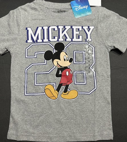 Disney Mickey Mouse T Shirt Boys Youth Size 4 Gray Short Sleeve Crew Neck NWT