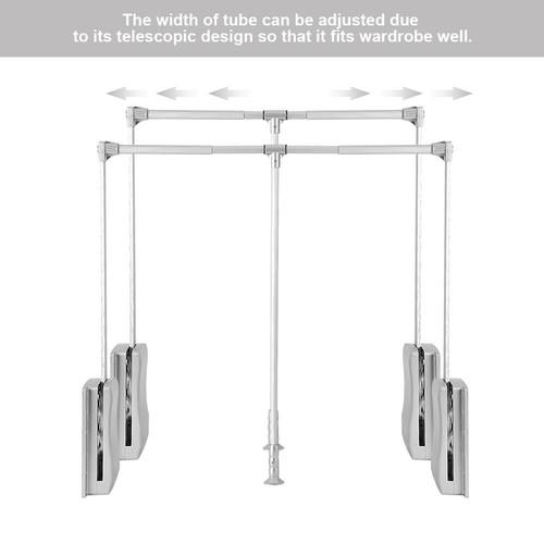 Wardrobe Hanging Rails Lift / Pull Down Clothes Hanger Space Adjust 60~86cm AU - Picture 7 of 12