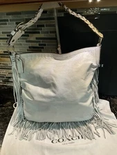 Coach Soho Fringe Kiki Hobo Shoulder Hobo Bag  Leather 11913 White