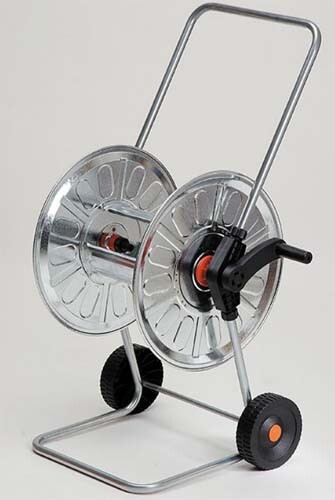 Carrello Avvolgitubo Zincato 80 mt Professionale - Acciaio per Giardino