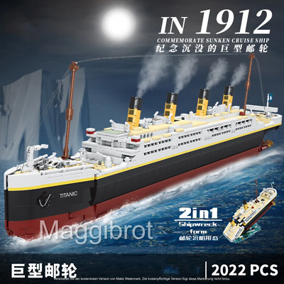 2in1 Titanic + Schiffswrack 1912 als Klemmbaustein MOC Set 2022+ pcs