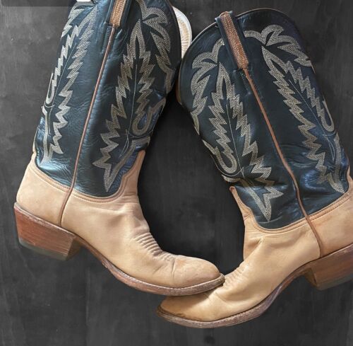 Lucchese Suede Tan Leather Western Cowboy Boots Men’s 7 1/2 E - Picture 4 of 13