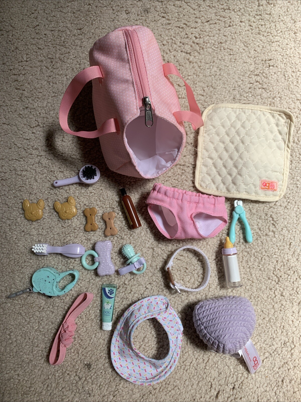 Our Generation Dog Carrier & Pet Care Grooming Set for 18" D