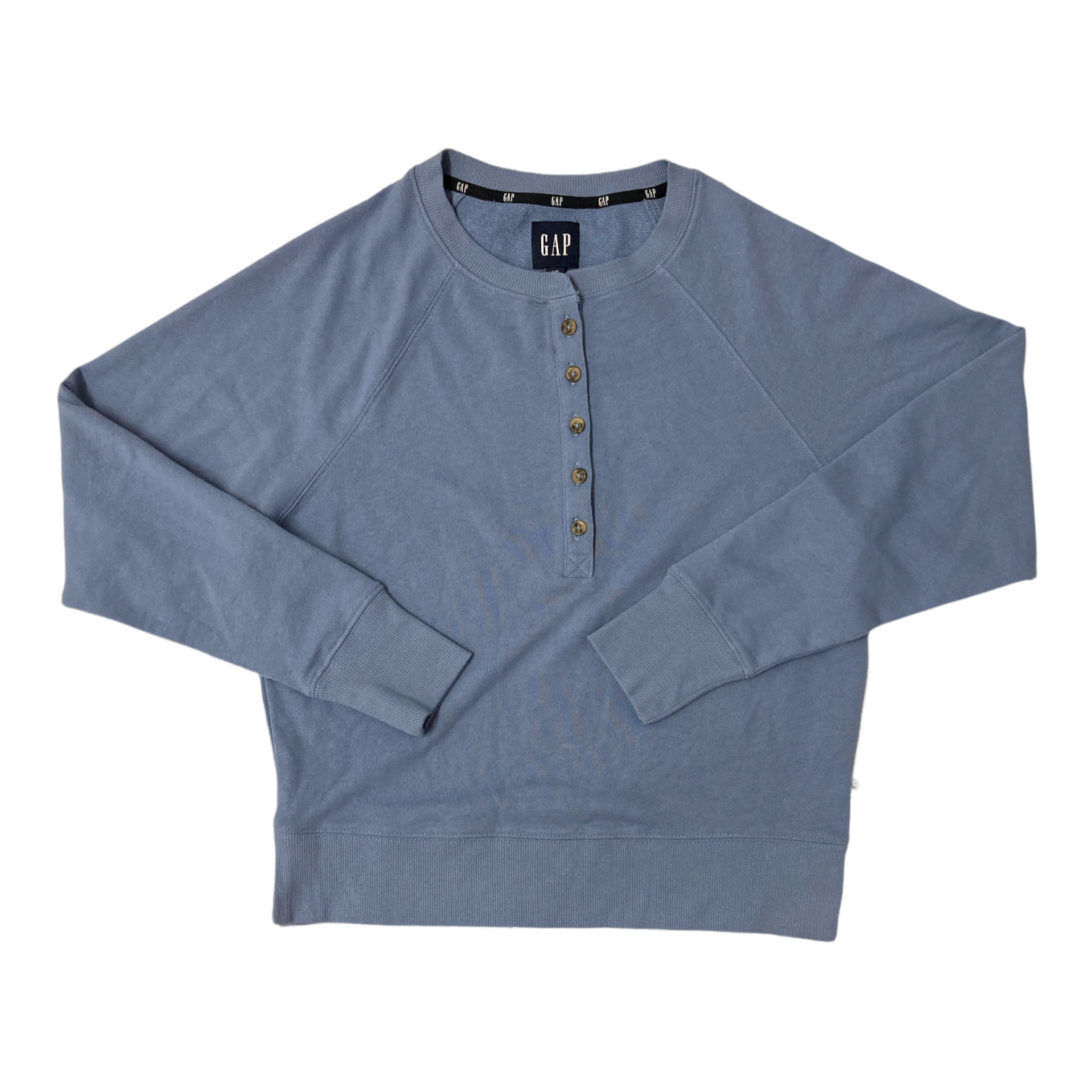 Gap+Henley+Long+Sleeve+Sweatshirt++Medium++Grey+Heather for sale