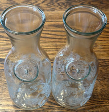 Two Wine Carafes Etched Norman Kosarin 1989 Paul Masson Vineyard