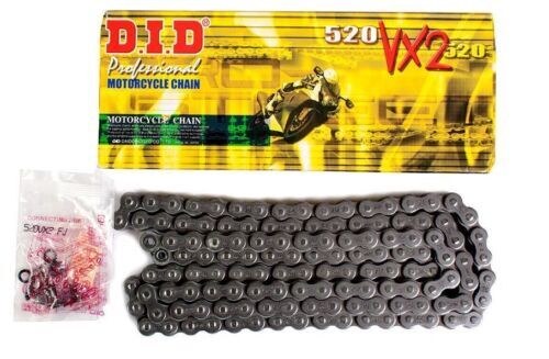 Chaîne DID 520VX2 116 maillons renforcés pour moto de route et enduro