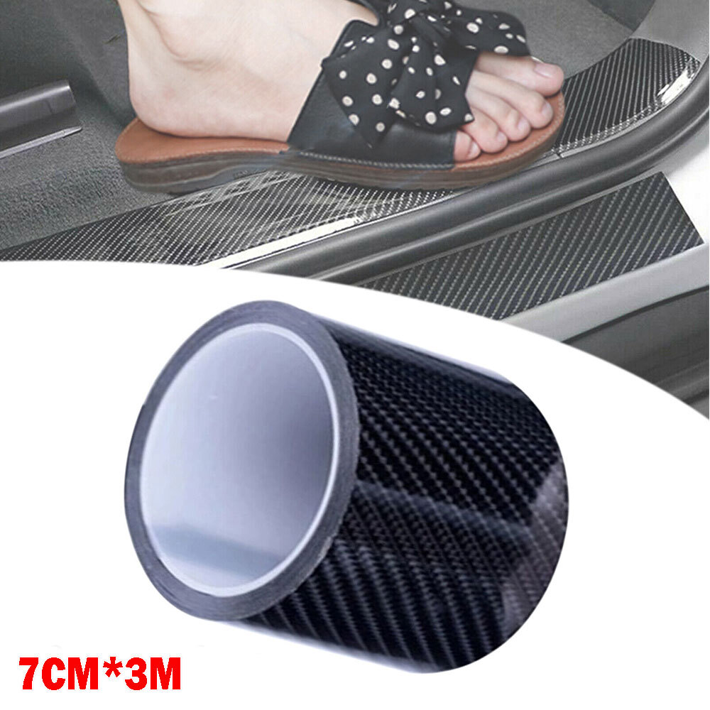 2.76IN x 10FT Black 5D Carbon Fiber Car Door Anti-Scratch Protector Sticker