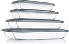 New ListingGlass Baking Dish with Lids Rectangular Pan Bakeware Set Bpa Free 8 Pcs