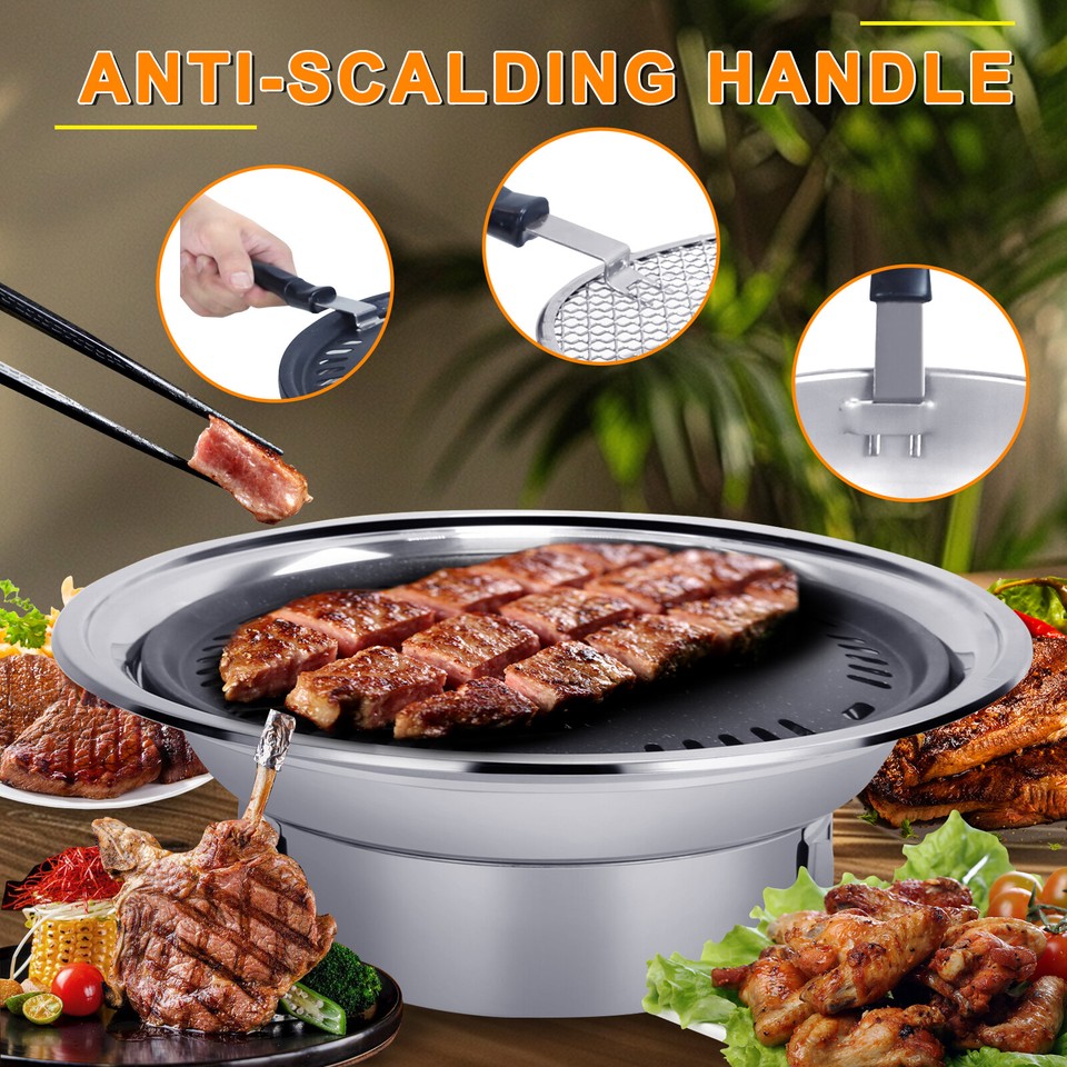 Charcoal Barbecue Grill NonStick Korean BBQ Grill, Portable Stainless