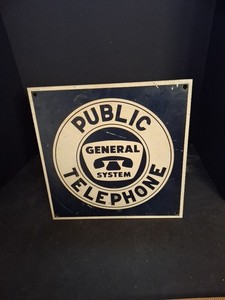 Rare "Public Telephone General System  Double sided porcelain sign 12x12