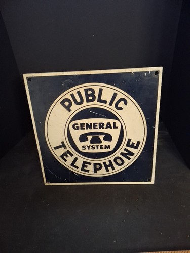 Rare "Public Telephone General System Double sided porcelain sign 12x12