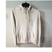 Nike Sportswear Women's Beige Pullover Fleece Hoodie Pockets Logo Size S