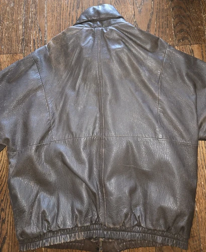 Vtg Aeropostale Compagnie Generale Leather Bomber Jacket Size 46 1980s 90s image 19