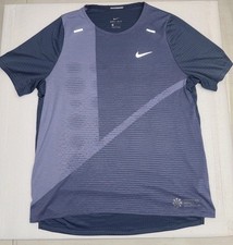 NIKE DRI-FIT Short-Sleeve Blue Running Short ...