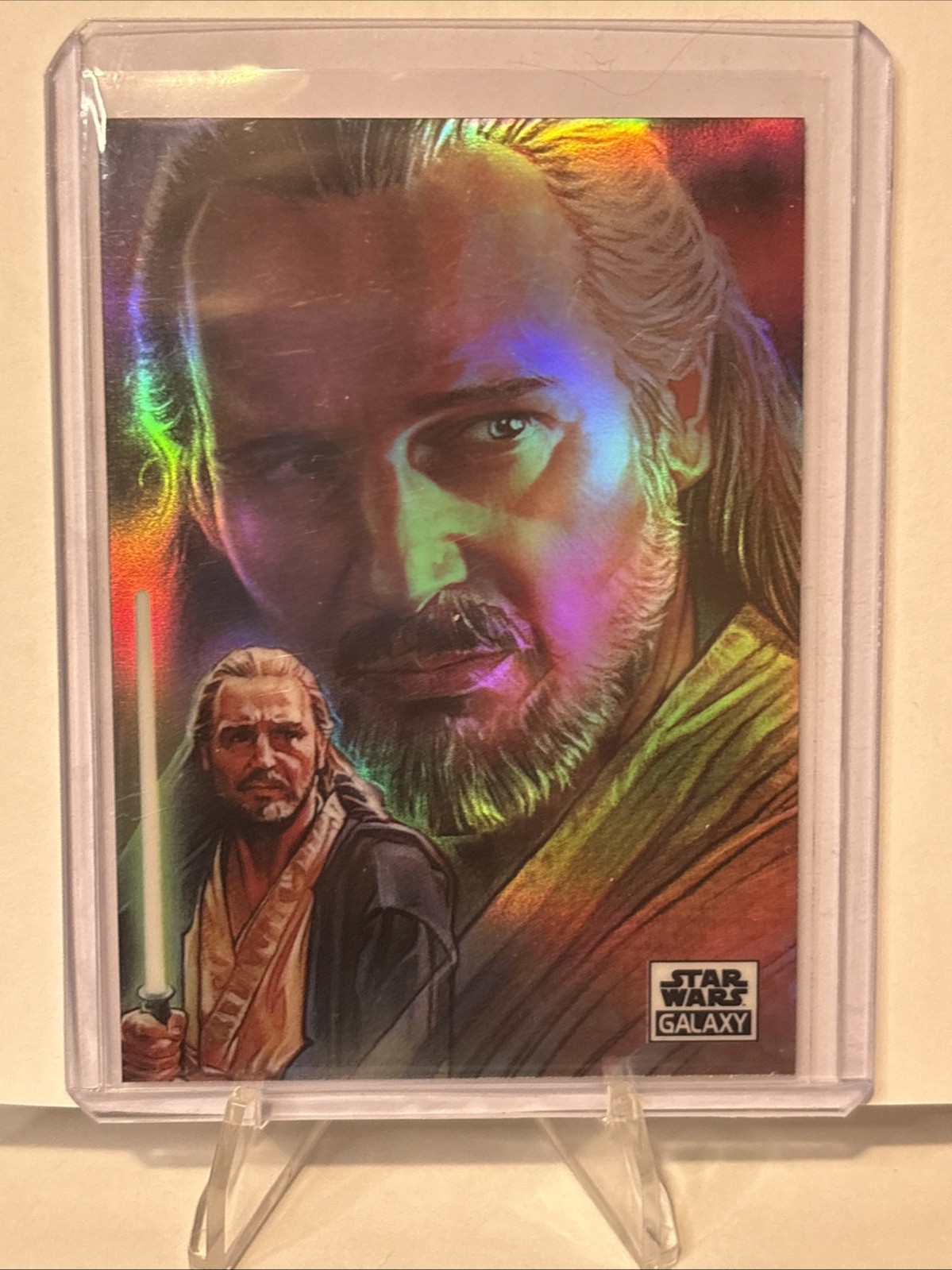 2021 Topps Star Wars Galaxy Chrome Refractor Qui Gon Jinn #38