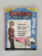 Lot Of 5 Pink Kwik Covers Fitted Table Covers Plastic W/Elastic Fits 60" Round