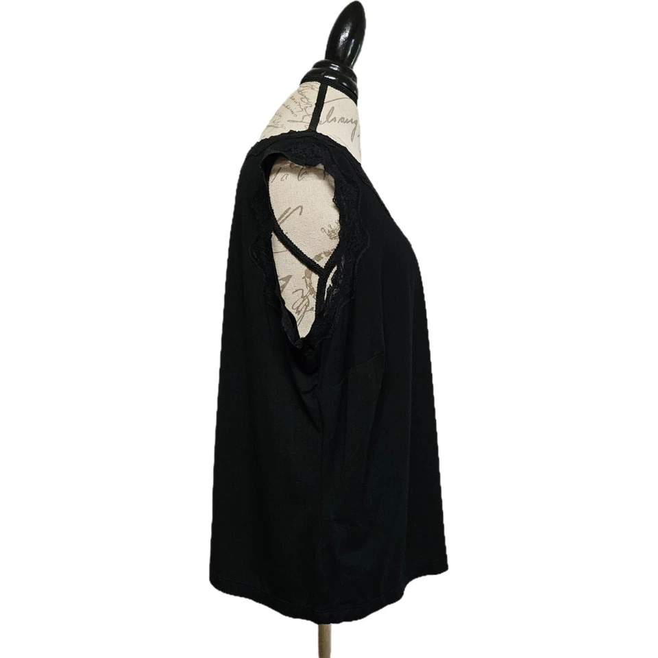 Camiseta sin mangas vintage Y2K NY Collection negra con ribete de encaje talla 2X Vampire Diaries Foto 3 de 4