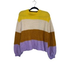 H M Mohair Wool Blend Striped Oversized Sweater Size S
