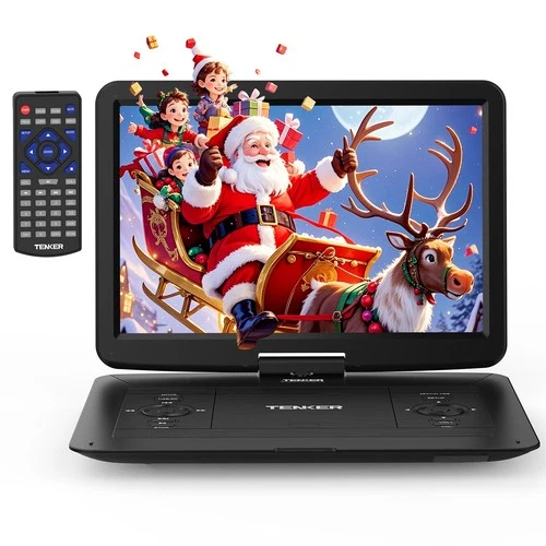 TENKER 17.9" Portable DVD Player with 15.6" HD Swivel Screen Rechargeable Remote