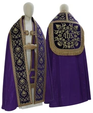Purple Violet Roman Cope with stole Vestment Capa pluvial Morada KT674AF90h23