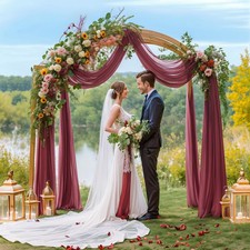 1 PCS Burgundy Sheer Wedding Arch Draping Fabric Backdrop Curtain 28"x19ft
