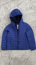 Gap Kids Blue Hooded Water Resistant Puffer Jacket Full Zip Size S