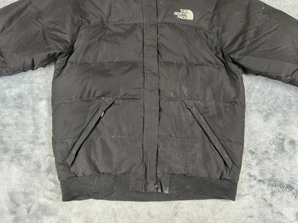 THE NORTH FACE 550 DOWN PUFFER GIRLS JACKET LARGE BLACK HOODED FAUX FUR - Image 3 of 4