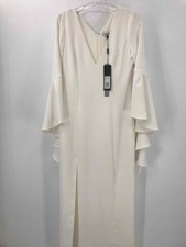 Pre-Owned Halston White Size 6 Evening Maxi Long Sleeve Dress