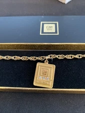 VTG 1/10 10k General Motors GM Anniversary 7” Charm Bracelet  Goldtone NIB