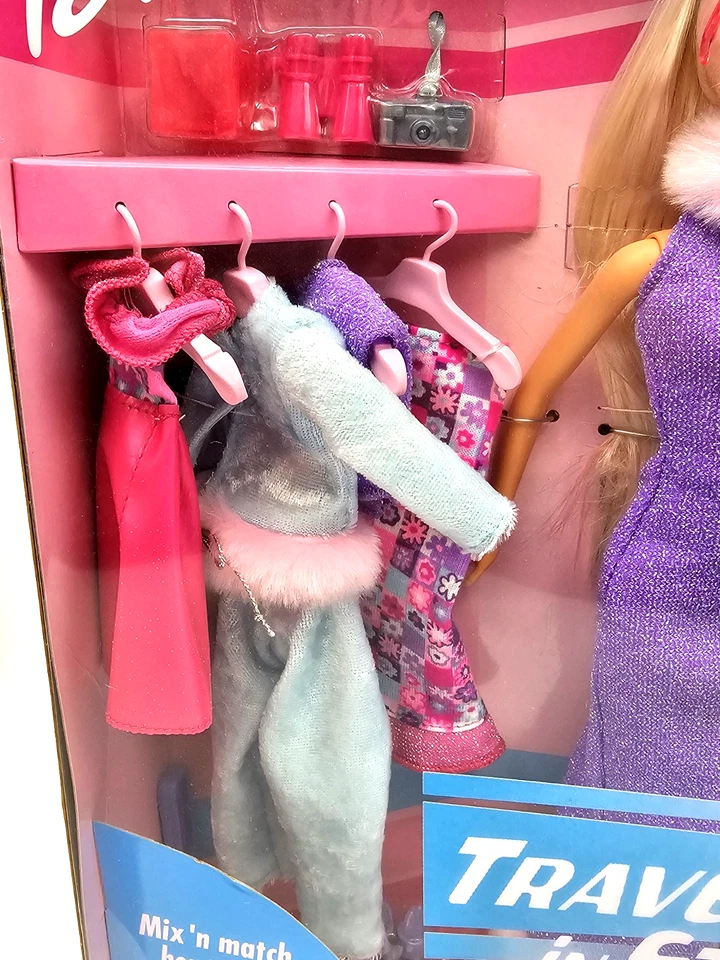 老式芭比娃娃旅行风格娃娃 2001 年美泰 55668 全新带盒 — 第 3/4 张图片