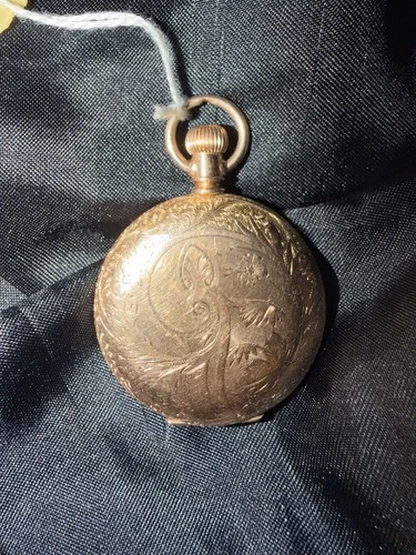 Antique 1890s Elgin Pocket Watch USA Gold Filled Hunter Case Engraved Not Workin