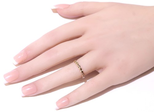 14K Yellow white solid gold wedding band ring 2.4g size 6.25 2.5mm pattern women - Picture 4 of 7
